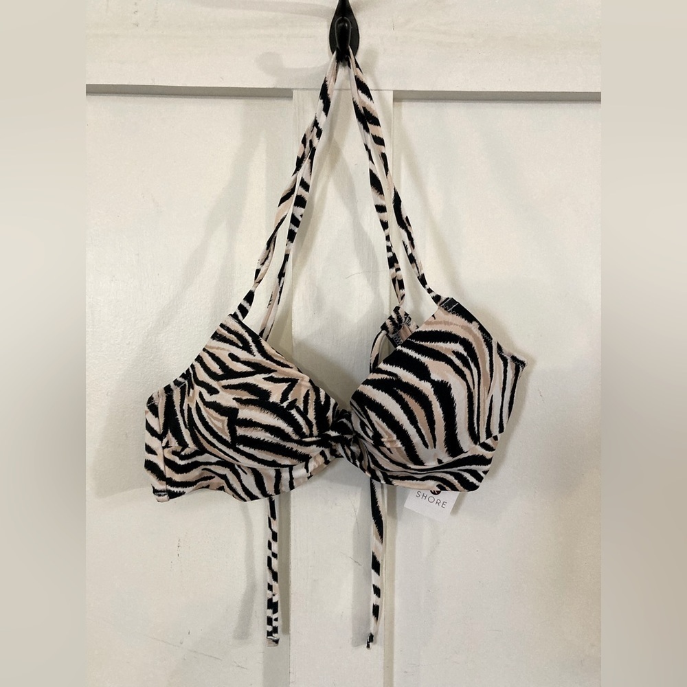NWT Shade & Shore zebra striped bikini top 36B light lift